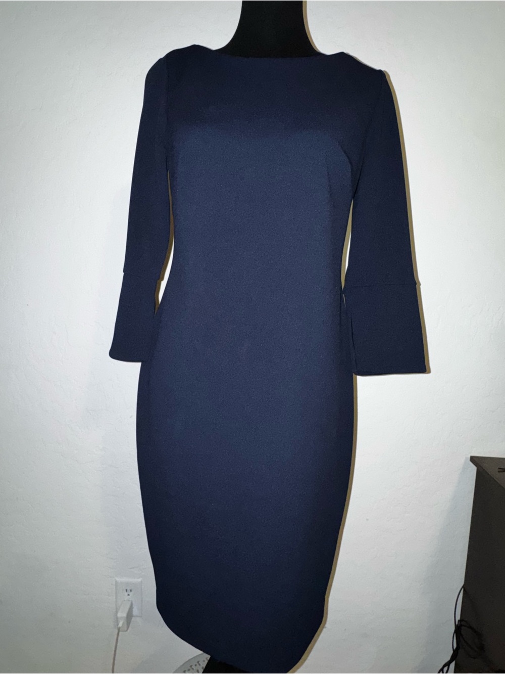 Calvin Klein Navy Long Sleeve Sheath Dress